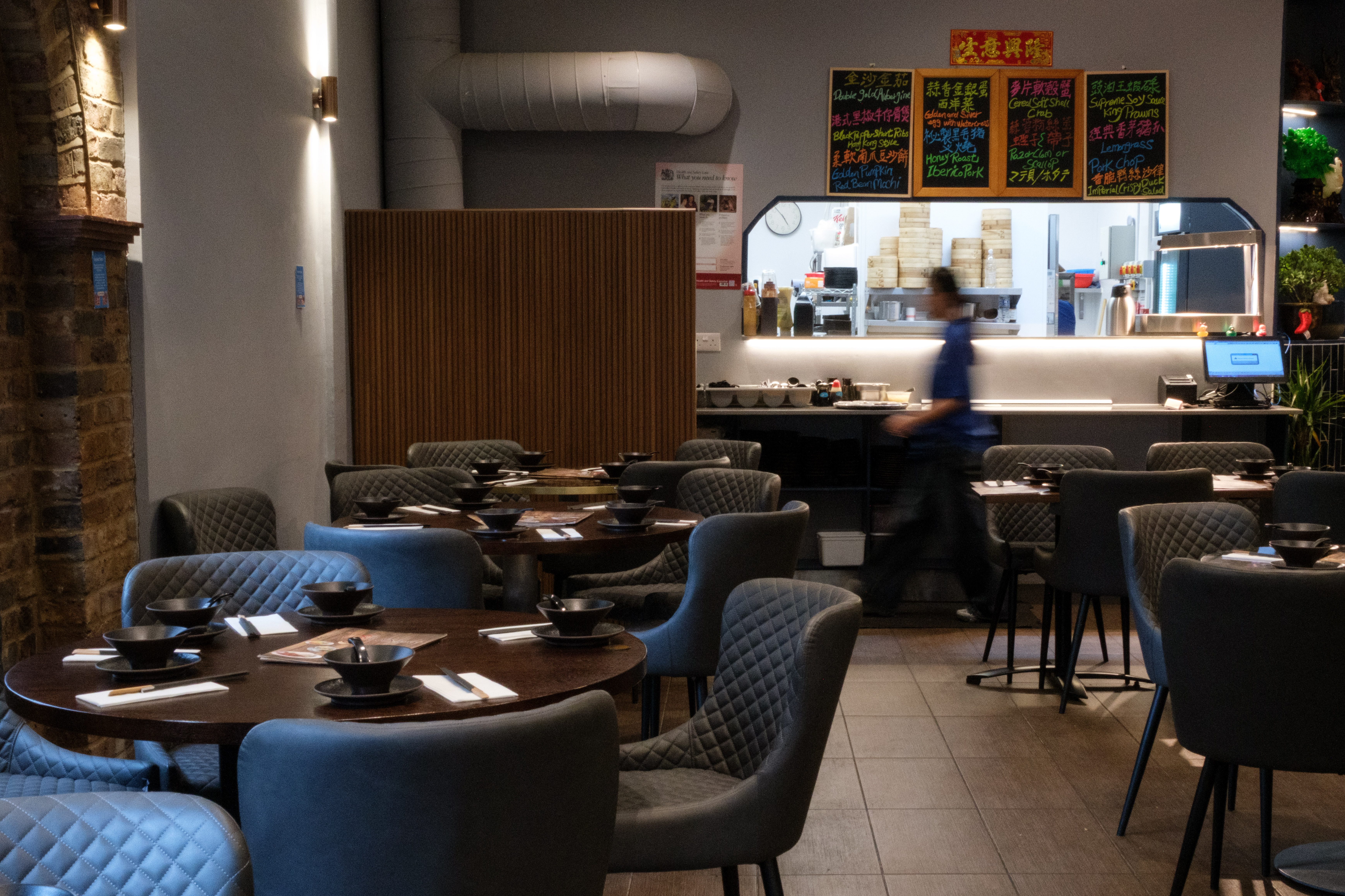 Dim Sum Duck Pentonville Road dining room and open kitchen